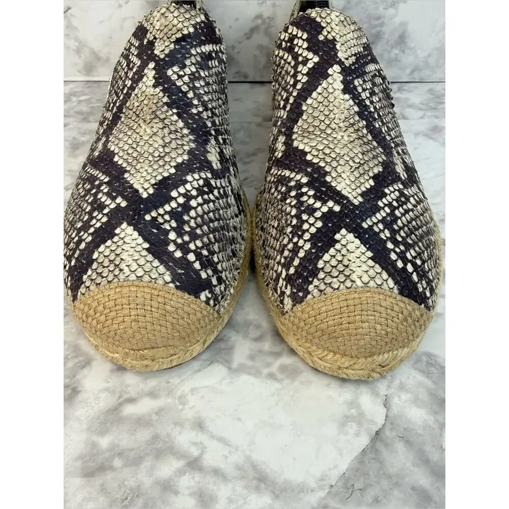 STUART WEITZMAN Catalan Snake-Print Espadrille Slip-On in Creme Women’s Sz 10